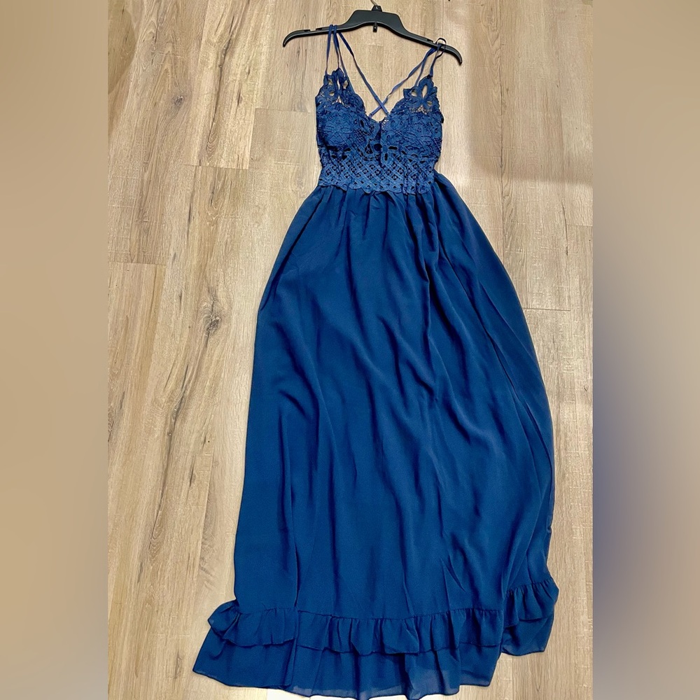 Maxi Navy Blue Madalyn LuLus New, L